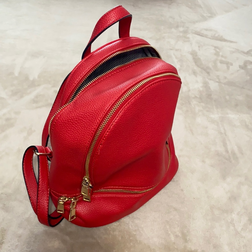 womens red mini backpack